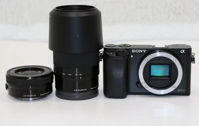 Sony Alpha α6000 24.3MP Digital SLR Camera - Black (Kit E 16-50mm & 55-210mm) - Image 1 of 4