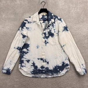 Cloth & Stone Shirt Damen Größe S weiß blau gebleicht Langarm Knopfleiste - Bild 1 von 11