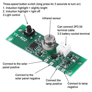 Solar Lamp Circuit Board Human Induction Sensor Control 3 Modes For Wall Light - Picture 1 of 9