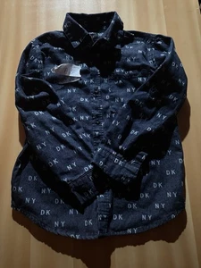 DKNY Boys Button Up Shirt Boys 6 Blue Long Sleeve Collared Cotton - Picture 1 of 8