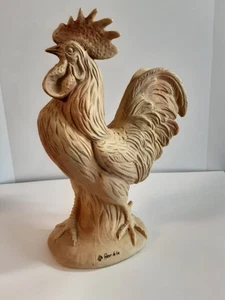 Vintage großer natürlicher farbiger Fleur de Lis Keramik Hahn rote Farbtöne 17" hoch - Bild 1 von 22