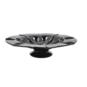Plato grande vintage de vidrio negro con pedestal MCM 11,5" - Imagen 1 de 10