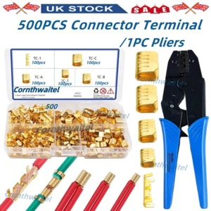 500Pcs U Shape Copper Terminals Crimp Kit - Non-Insulated Assortment Cable Wire - Picture 1 of 11