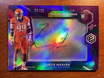 2020 Elements Curtis Weaver Rookie Neon Purple Auto #d 9/25 - Dolphins RC - Image 1 of 2
