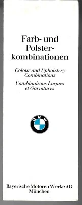 Folleto del mercado del Reino Unido BMW color y molduras 1970-1971 1600 2002 1800 2000 2500 2800 CS Foto 1 de 2