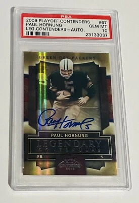 2009 Playoff Contenders PAUL HORNUNG Packers POP 3 Signed Autograph PSA 10 - Image 1 of 3