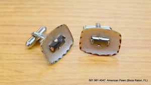 Mr. Exec Rectangular Sterling 925 Silver Cufflinks with rect black stones - Picture 1 of 6