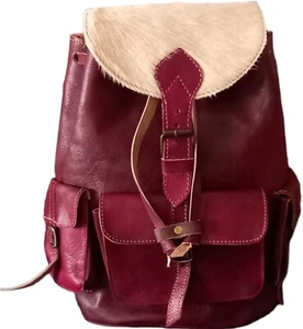 Backpack genuine leather moroccan rucksack handmade unisex casual authentic fez - Picture 1 of 8