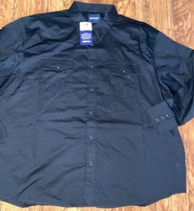 Wrangler Men's Western Wear Classic Fit Two Pocket Long sleeve Shirt, Black 3x - Picture 1 of 5
