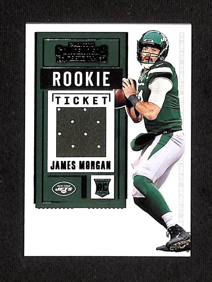 James Morgan 2020 Contenders Ticket Green Rookie Jersey Relic Card; Jets - Image 1 of 1