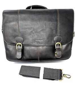 Samsonite Messenger Bag Brown Columbian Leather Briefcase Laptop Shoulder Strap - Picture 1 of 12