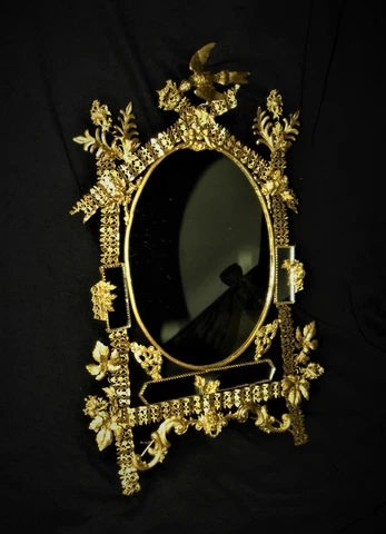 Antique French Bridal Mirror 19th c Cover