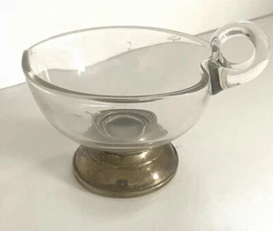 Vintage Sterling Silver Footed Blown Glass Creamer Cup 925 Marked Web Sterling - Picture 1 of 8