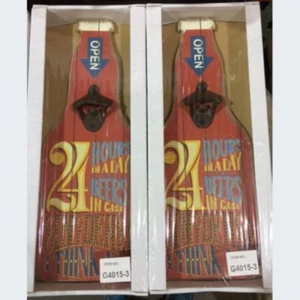 16" x 16.5" CAST IRON BOTTLE OPEN METAL WALL ART WESTERN HOME DECOR RUSTY BRONZE - Picture 1 of 1