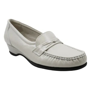 SAS Easier Womens Bone Leather Wedge Loafers Comfort Shoes 12 W, 5.5 M, 11.5 N - Picture 1 of 5