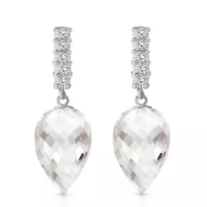 Pendientes de piedras preciosas de diamantes y topacio rosa de oro blanco liso de 14 K de 4,65 quilates - Imagen 1 de 4