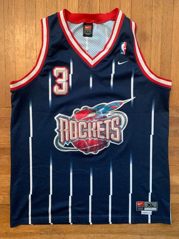 Steve Francis Men's XL Houston Rockets Nike Swingman NBA Jersey Blue Rookie Cover