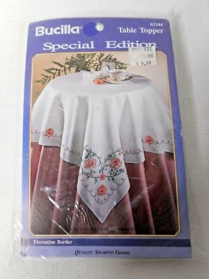 Bucilla 63344 Stamped Embroidery Table Topper 40"x40" Florentine Border Kit '92 - Image 1 of 4