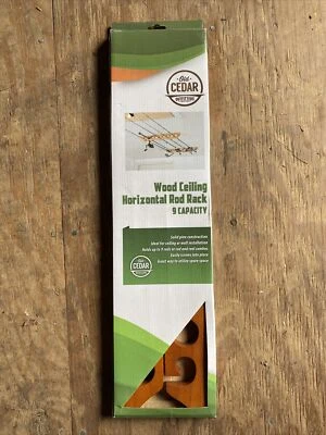 Organized Fishing Solid Pine Horizontal Ceiling Rack for Fishing Rod Storage, up Foto 1 de 2