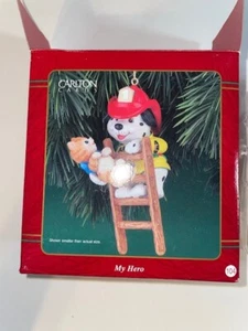 My Hero Christmas Ornament Dog Fireman 1999 Carlton Cards Heirloom Collection - Picture 1 of 5