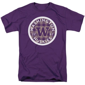 University of Washington Adult T-Shirt Plaid Badge, Purple, S-4XL - Picture 1 of 7