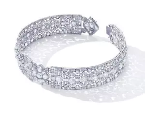 Bandeau cubierto de plata esterlina 925 Art Deco boda circular nueva joyería para mujer - Imagen 1 de 5