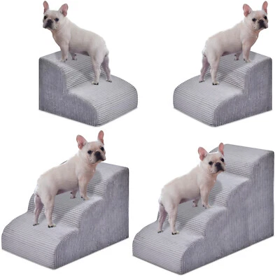 YIRUKA 2/3/4 Steps Memory Foam Dog Stairs Pet Ramp for High Bed Couch - Removable Cover
