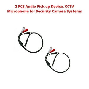 Mini Spy Microphone w/ Power Cable for Audio Surveillance in CCTV Systems 2 PCS - Picture 1 of 8