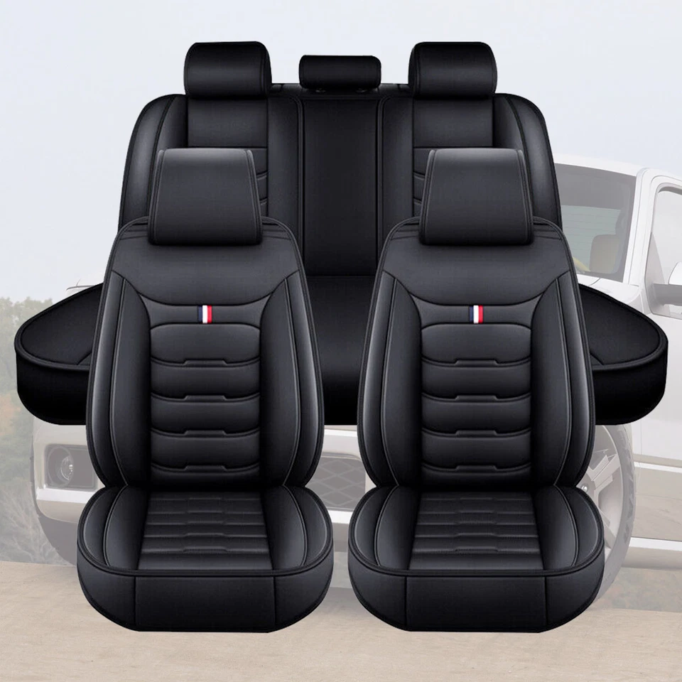 For Ford Full Set Car 5 Seat Covers Deluxe PU Leather Front & Rear Protector Pad - Image 1 of 4