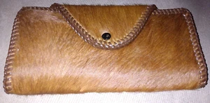 VINTAGE LEATHER COWHIDE WALLET BILLFOLD SNAP CLOSURE 40s ? ORIG ESTATE 8.25x4.25 - Picture 1 of 11