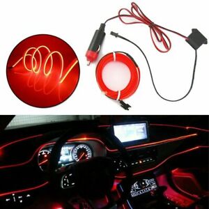 Red LED Auto Car Interior Decor Atmosphere Wire Strip Light Lamp Accessories 12V