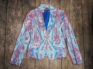 Rare NOS Jones New York Signature Bold Paisley Pattern Stretch Blazer SZ 4 - Picture 1 of 15