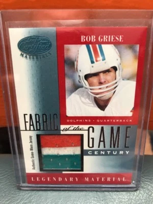 2001 Donruss Leaf Certified Materials Bob Griese 3 Color Patch #’d 21 - Image 1 of 2