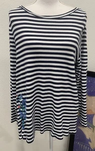 Soft Surroundings Amina Tunic Blouse L Large Drapey High-Low Floral Embroidered - Picture 1 of 13