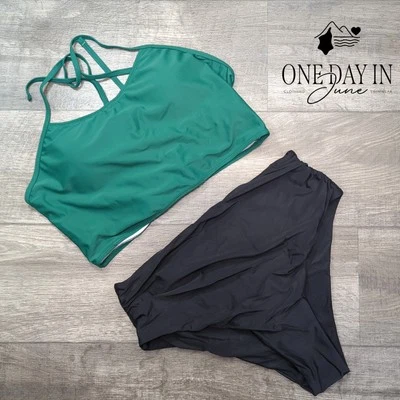 Traje de baño de bikini Zaful talla grande con control de barriga deportivo con cordones en la espalda talla 2XL Foto 1 de 4