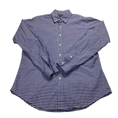 Camisa Ralph Lauren Para Hombre Calce Personalizado Azul Guinga Manga Larga Con Botones M Foto 1 de 4
