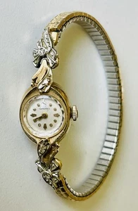 Vntg 14k Solid Yellow & White Gold 4 Diamond Longines Ladies Watch - Not Running - Picture 1 of 13