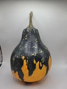 großer getrockneter Kürbis orange grün künstlich - Bild 1 von 3