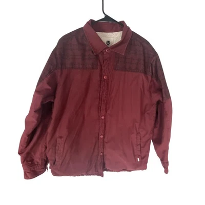 Camisa Burton Chaqueta Para Hombres XL Borgoña Sherpa Forrada Botón Frontal Aislado Vellón Foto 1 de 4