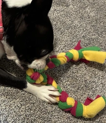 手工制作 23 英寸抓绒狗拖绳玩具-治疗隐藏咀嚼玩具-美国制造-全新 — 第 1/3 张图片