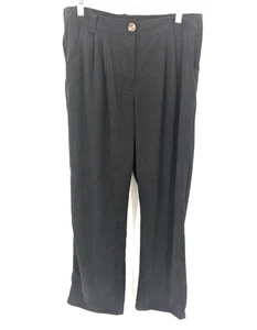 Halara Hose Damen groß schwarz Cord Plissee weites Bein Taschen Reißverschluss Hosenschlitz Freizeit - Bild 1 von 13