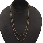 Gold Plated Pure 925 Silver Sterling Jewelry Multi Stone Long Necklace 36