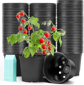 100 Pack Plant Nursery Pots 4 Inch Plastic Plant Pots, Durable Reusable Seed Sta - Picture 1 of 7