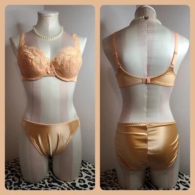 New Vintage Victoria's Secret Gold Label Second Skin Bra/ Panty Set 34C/ Sm - Image 1 of 4