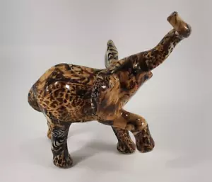 VINTAGE LA VIE GLOWING PATCHWORK CERAMIC ELEPHANT 10.25" FIGURINE 1980'S - Picture 1 of 4