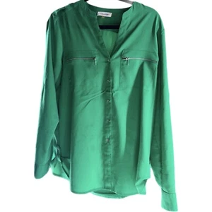 Blusa profesional Calvin Klein mediana verde con botones bolsillo con cremallera - Imagen 1 de 6