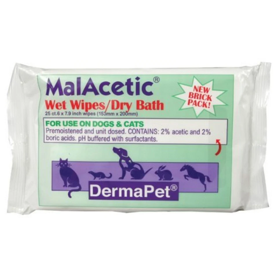 Toallitas húmedas/baño seco DermaPet MalAcetic, 25 unidades Foto 1 de 1