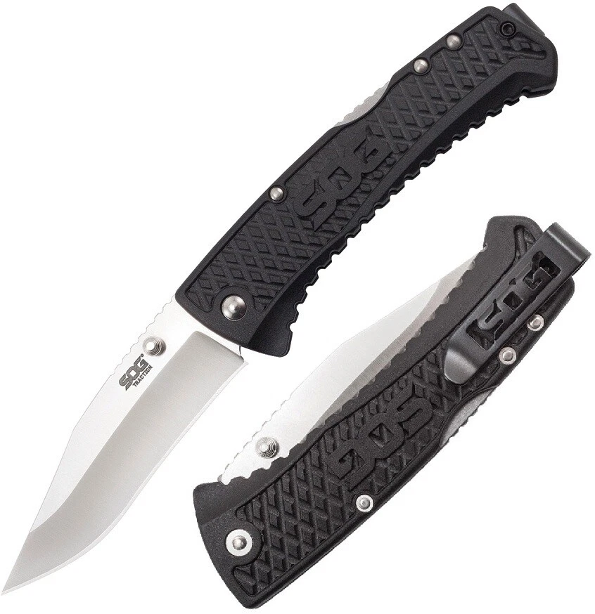 SOG Td1011-cp Traction Clip Point Folding Knife Pocket Folder