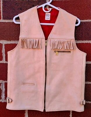 Colete masculino Uber com zíper pele de veado acolchoado forro bolsos franja média - Imagem 1 de 4