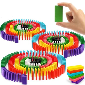 1200PCS Wooden Coloured Tumbling Dominoes Set Family Games Kids Domino Play Toys - Picture 1 of 26